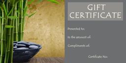 Treat yourself or a loved one this holiday season with a soothing Massage Gift Certificate, elegantly presented with bamboo and stones. It's the perfect gift for those looking to indulge in our Holiday Special