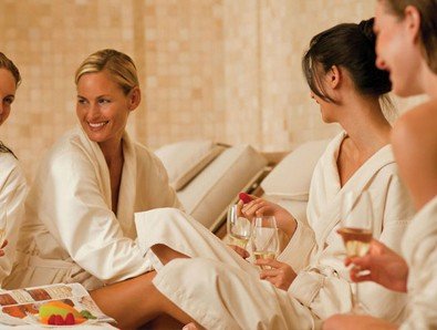 A group of women in robes having a Spa Party.